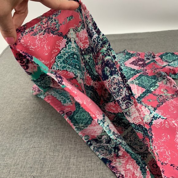 NY Collection Cute Lightweight Blouse Pink Green Round Neck Petite Small - Picture 8 of 12